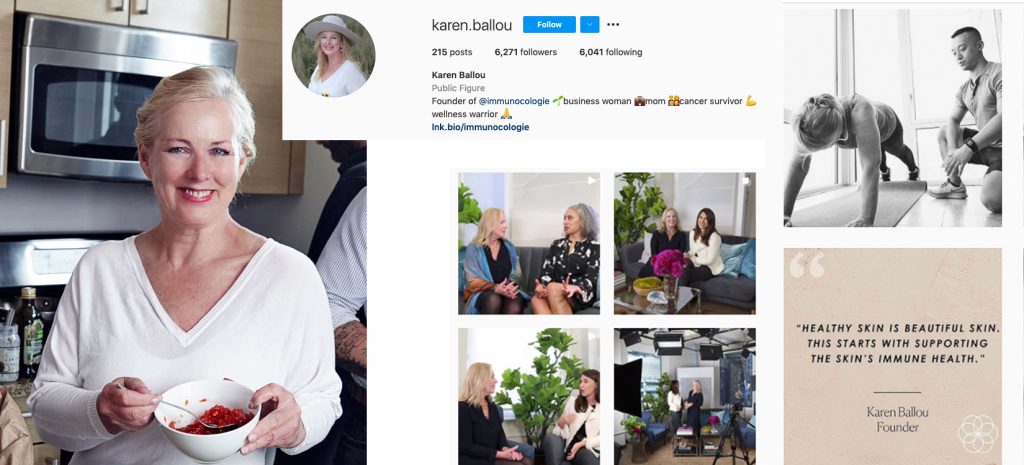 Immunocologie Instagram campaign Karen Ballou founder healthy skin beautiful skin by Black and Gold Agency